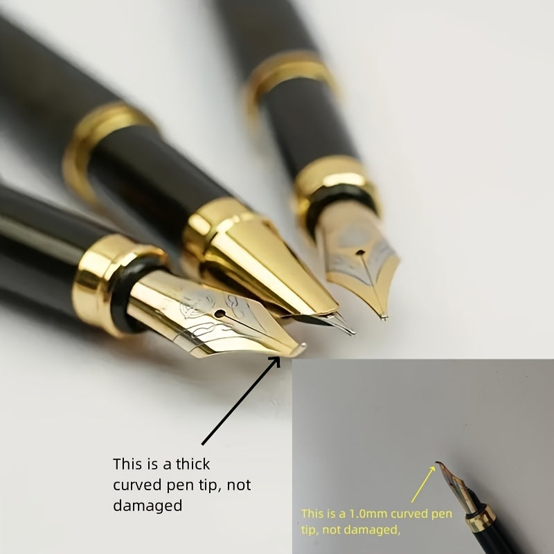 Luxury Pen Set with Ergonomic Metal Pens, Medium Rhodium Tips for Calligraphy and Office Use