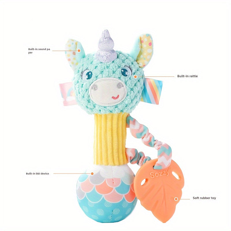 CEKCEK Plush Mermaid & Unicorn Toy yosh bolalar uchun - Yumshoq polyesterdan tayyorlangan, 0-1 yoshdagi bolalar uchun ta'lim beruvchi rattl bilan - Tug'ilgan kunlar, Rojdestvo, Shukrona kuni yoki Yangi yil uchun ajoyib sovg'a