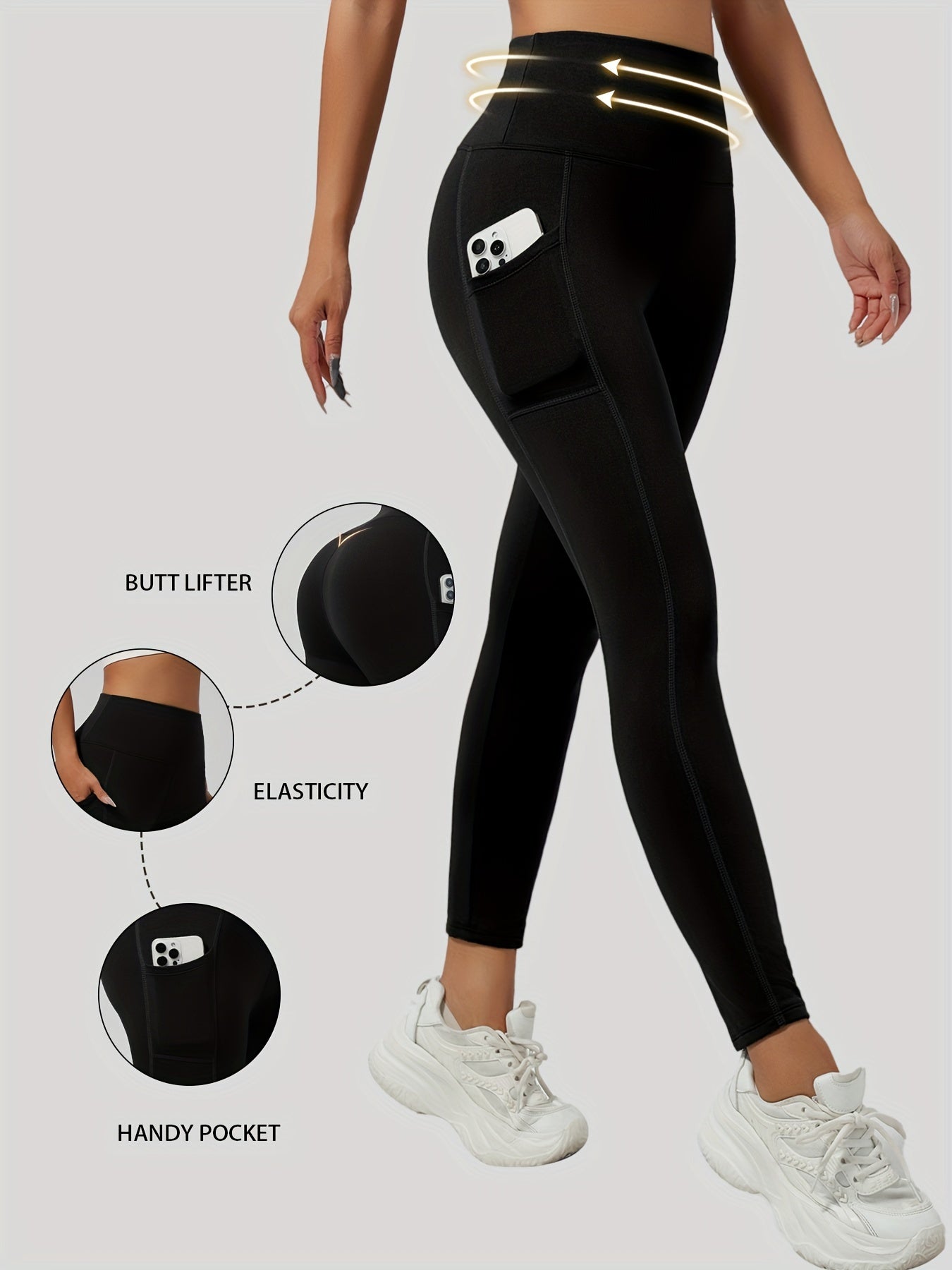 Leggings de terciopelo para otoño e invierno para deporte, casual, ajustado, con bolsillos