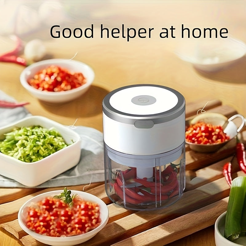 Kuchli maydalagich bilan USB orqali qayta zaryadlanadigan Elektr sarimsoq maydalagich, turli mahsulotlar uchun - kichik, shaffof va portativ oshxona asbobi.