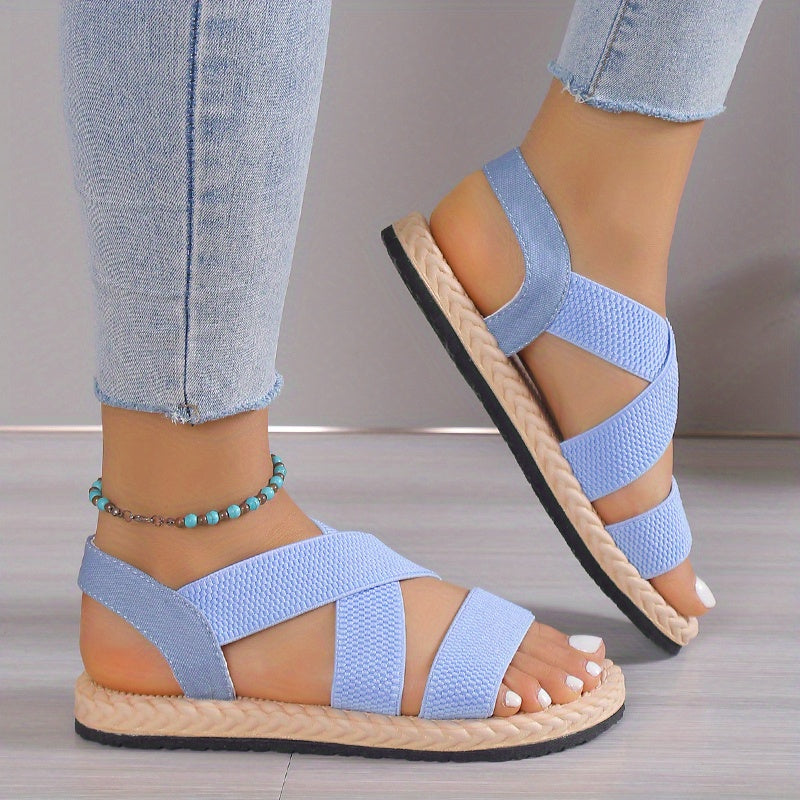 Women Casual Flat Heel Sandals Ankle Strap Slip-On Summer Beach Shoes