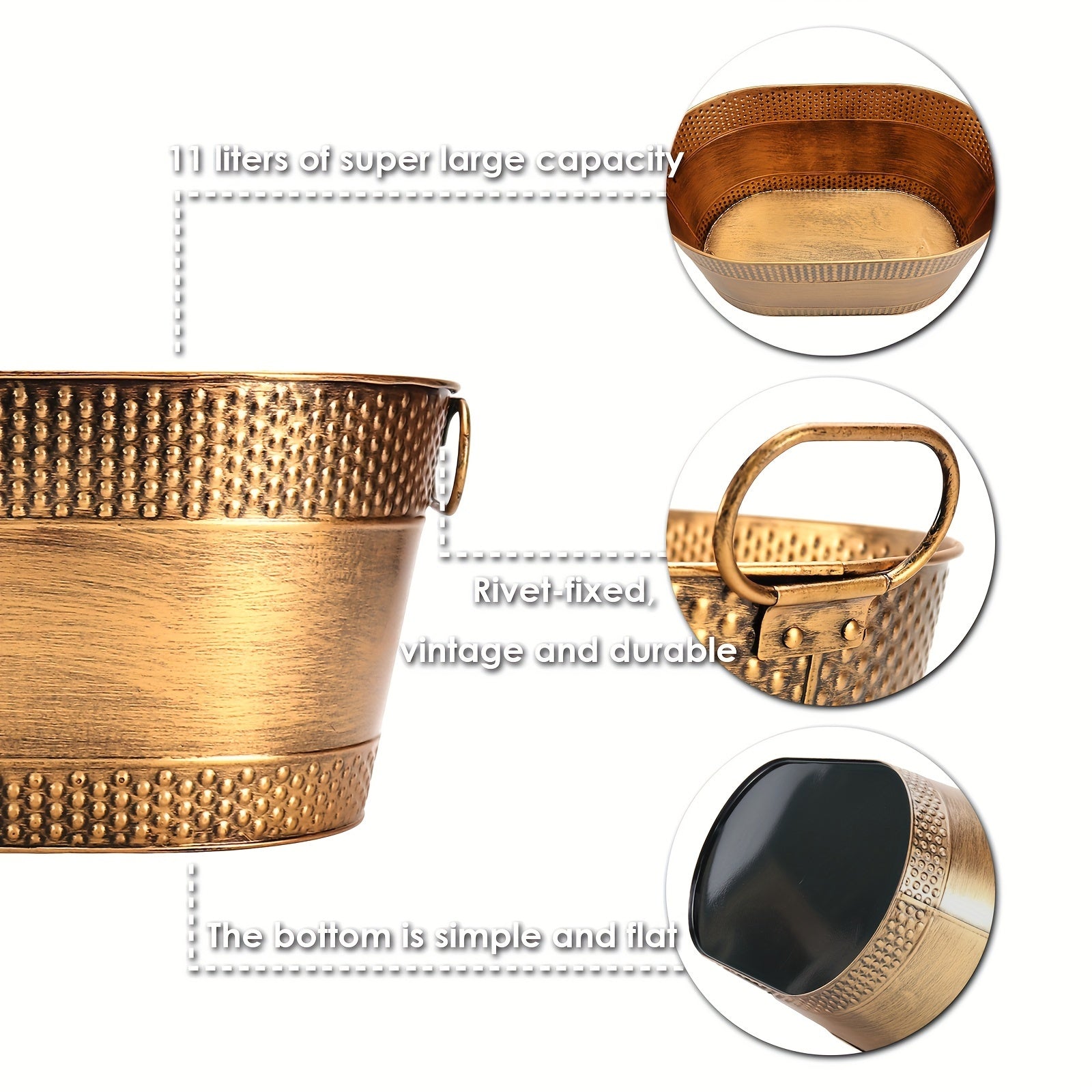 Duo Metal Beverage Tubs 11L Stainless Steel Ice Buckets with Handles for Parties