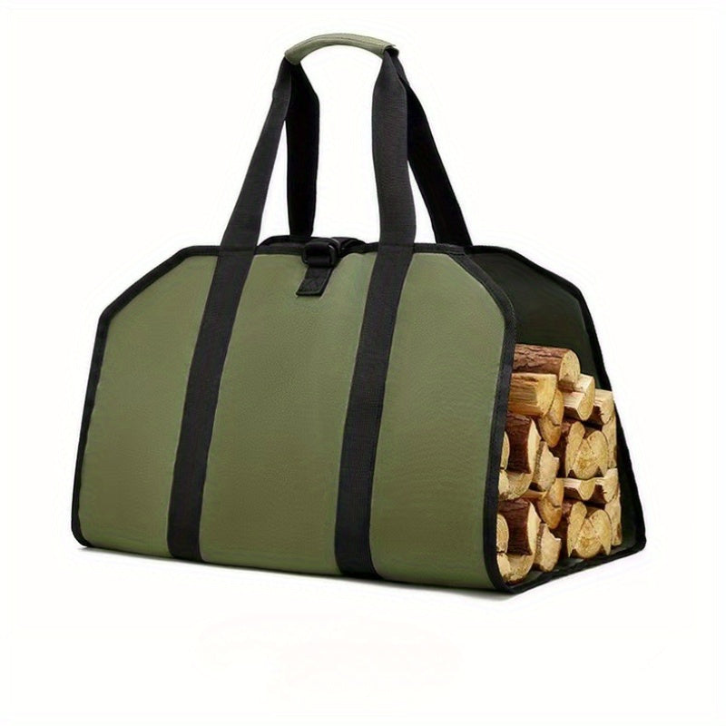 Heavy Duty Canvas Firewood Storage Bag Large Capacity Log Carrier Indoor Outdoor