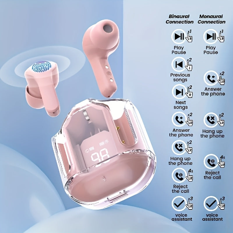 Wireless True Earbuds with Noise Cancellation Hi-Fi Stereo Sound for Sports and Mobile Phones