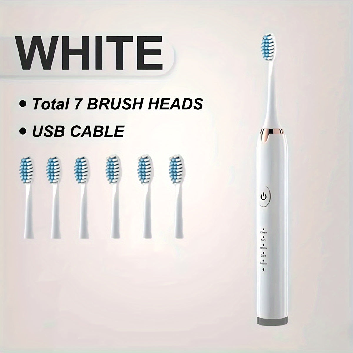 Electric Toothbrush for Adults with 6 Brush Heads Deep Cleaning Whitening Travel-Friendly
