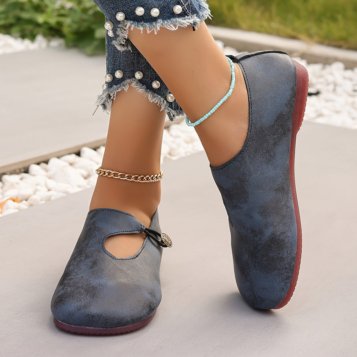 Women's Flat Shoes Slip-On All-Season Solid Color Comfort with TPR Sole