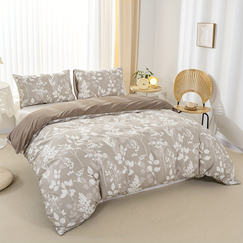 Duvet Cover Set with Retro Floral Print 3 Pieces Soft Breathable Bedding for Bedroom