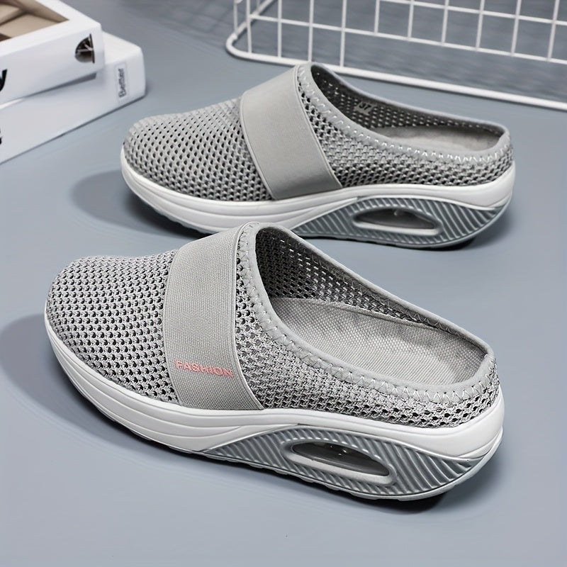 Ayollar uchun nafas oluvchi mesh slip-on platform sport poyabzali, kundalik va barcha mavsum uchun oyoq kiyim