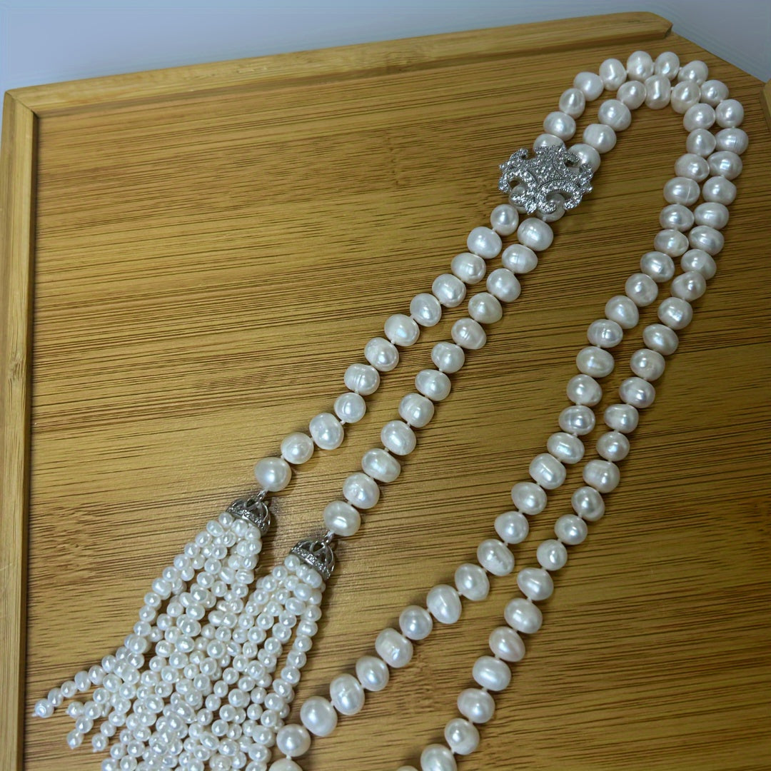 Женское жемчужное Y-образное ожерелье с длинной цепочкой и кисточкой для осенней моды