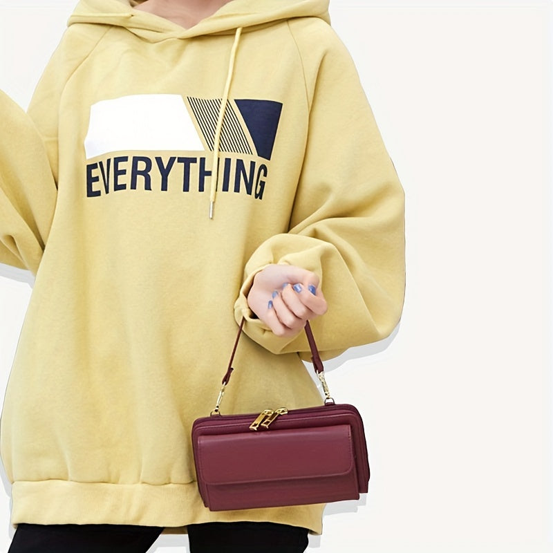 Women's Crossbody Phone Bag RFID Blocking Touch Screen Synthetic Leather Adjustable Strap Black Red Blue