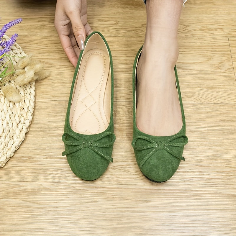 Women's Flat Shoes Suede Bowknot Slip-On Ballet Flats All-Season Solid Color
