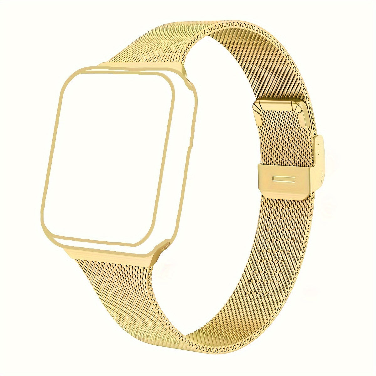Smartwatch Band Stainless Steel Mesh Slim Milanese Strap with Detachable Buckle Gold