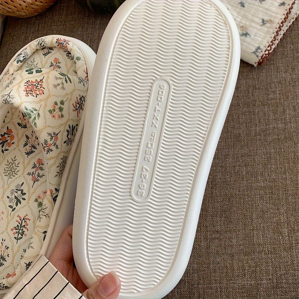 Women Linen Slippers Solid Color Non-Slip Floor Shoes for All Seasons