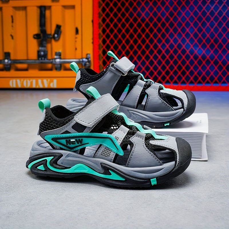 O'g'il bolalar uchun chiziqli nafas oladigan sport sandallari, pastki yuqori, kundalik, ochiq havoda yoz