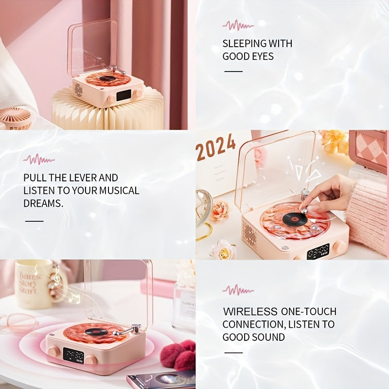 Vinyl Record Player with Wireless Speaker and Ocean Wave Lights for Music Lovers