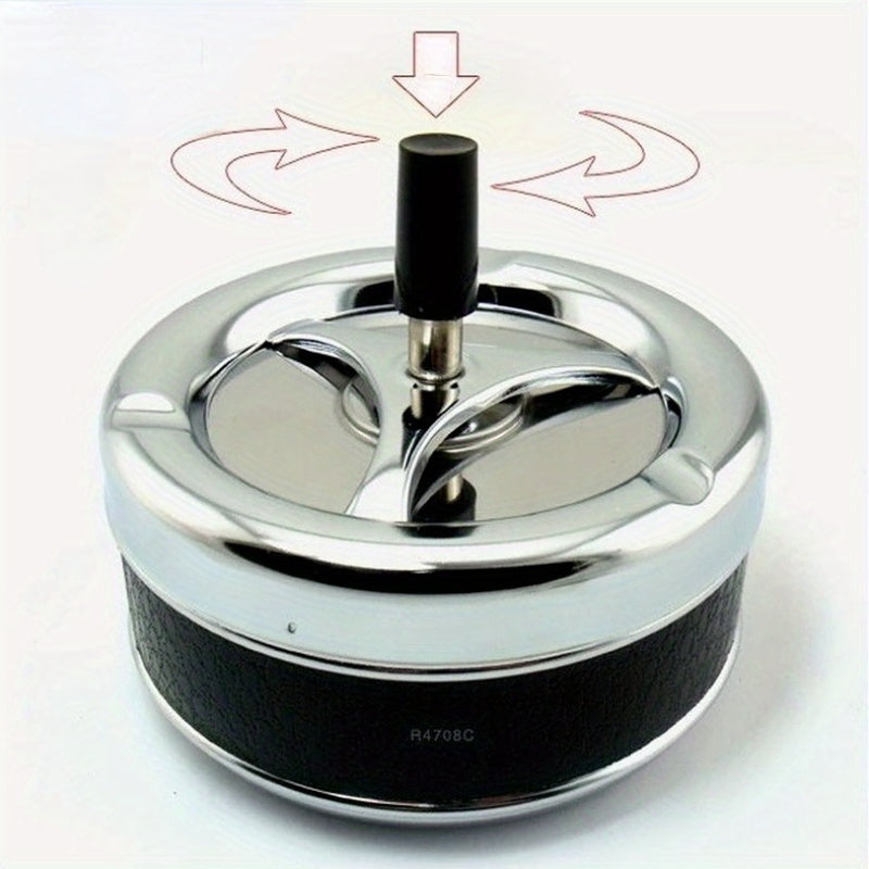 Metal Rotating Ashtray With Lid Windproof Indoor Outdoor Cigarette Accessory