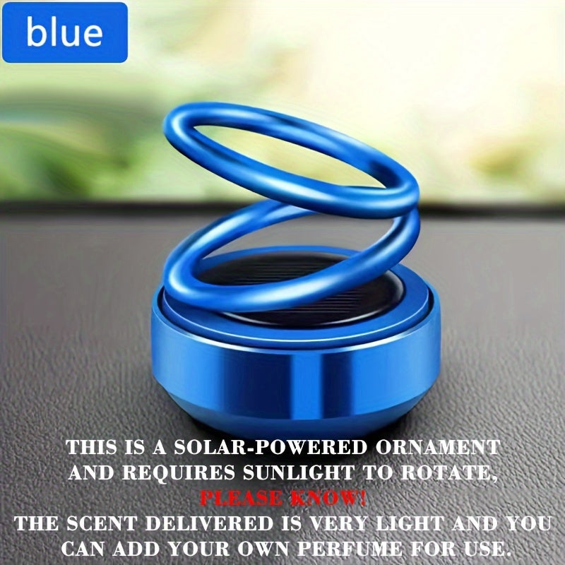 Dual-Ring Car Air Freshener Solar Powered Fragrance Diffuser Red Metallic
