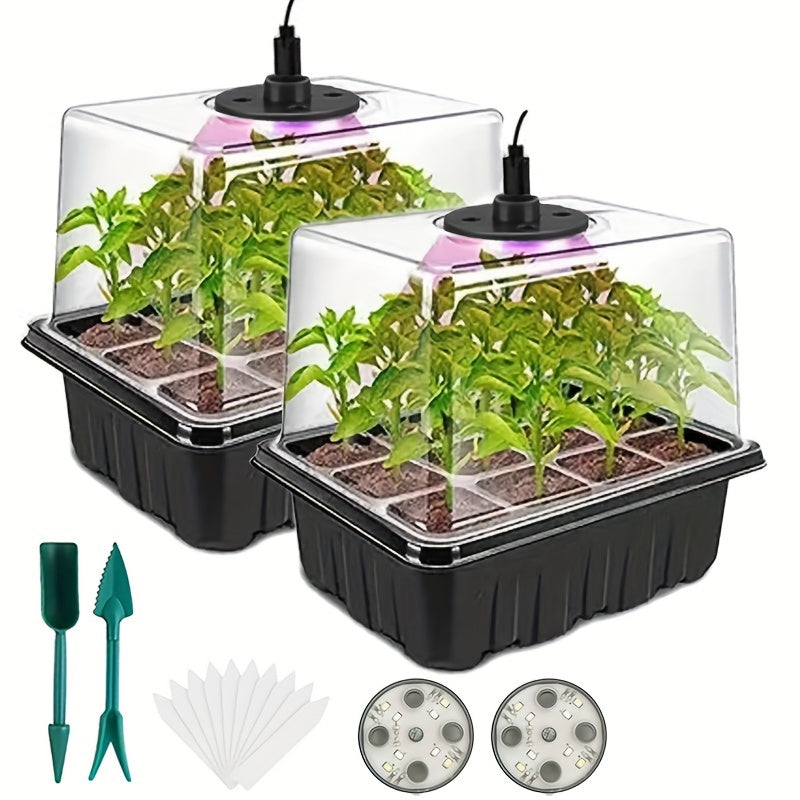 Seedling Starter Kit with Growth Lamp Germination Kits Adjustable Dome LED Bulbs Indoor Greenhouse