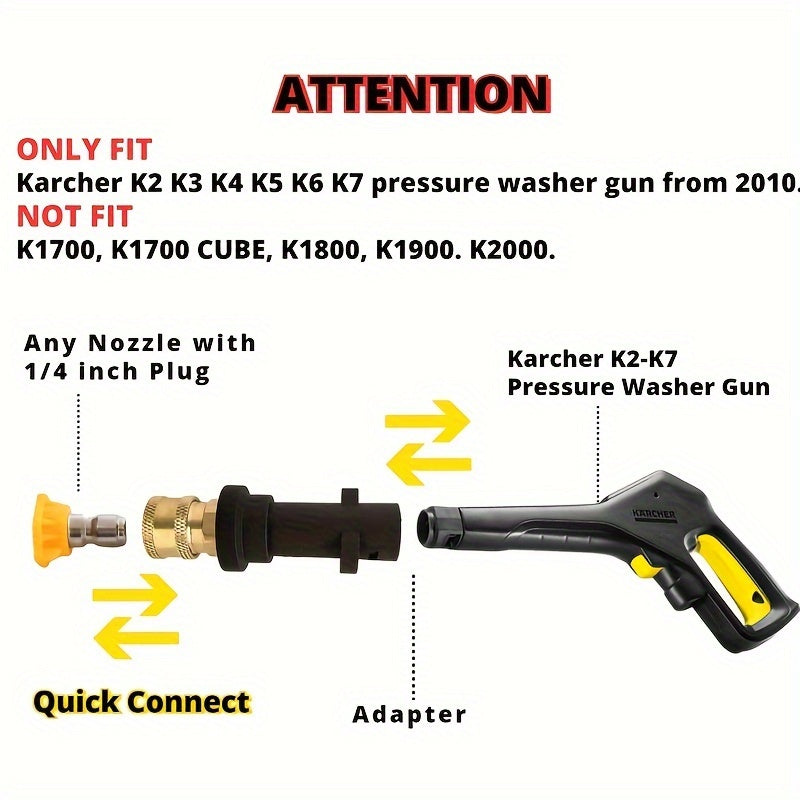 Drain Cleaning Kit with 45m High Pressure Hose Nozzles Adapters for Karcher K2-K7