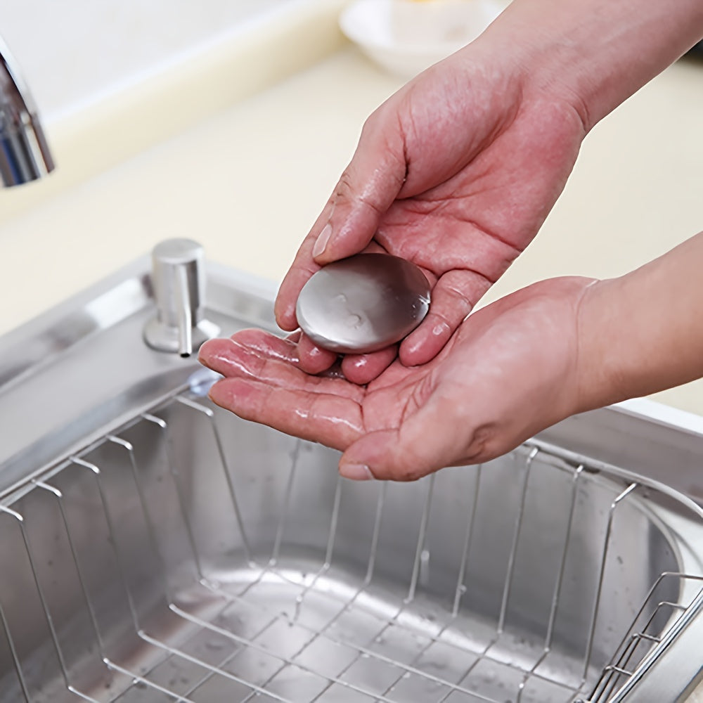 Stainless Steel Soap for Garlic and Onion Odor Removal Oval Handheld Bathroom Soap