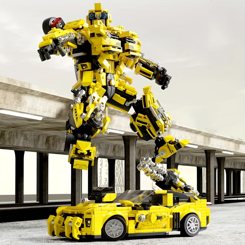 Набор строительных блоков для возрастных групп 14+, более 1000 деталей, ABS-пластик, креативный, 2-в-1: робот и автомобиль