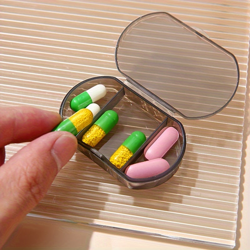Portable Transparent 3-Compartment Pill Case for Travel and Daily Use