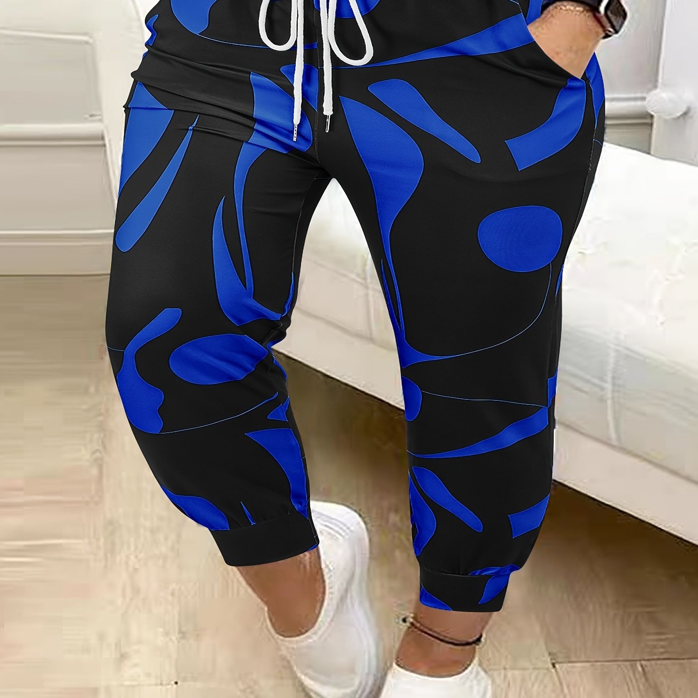 Women's Plus Size Harem Pants Polyester Elastane Casual Drawstring