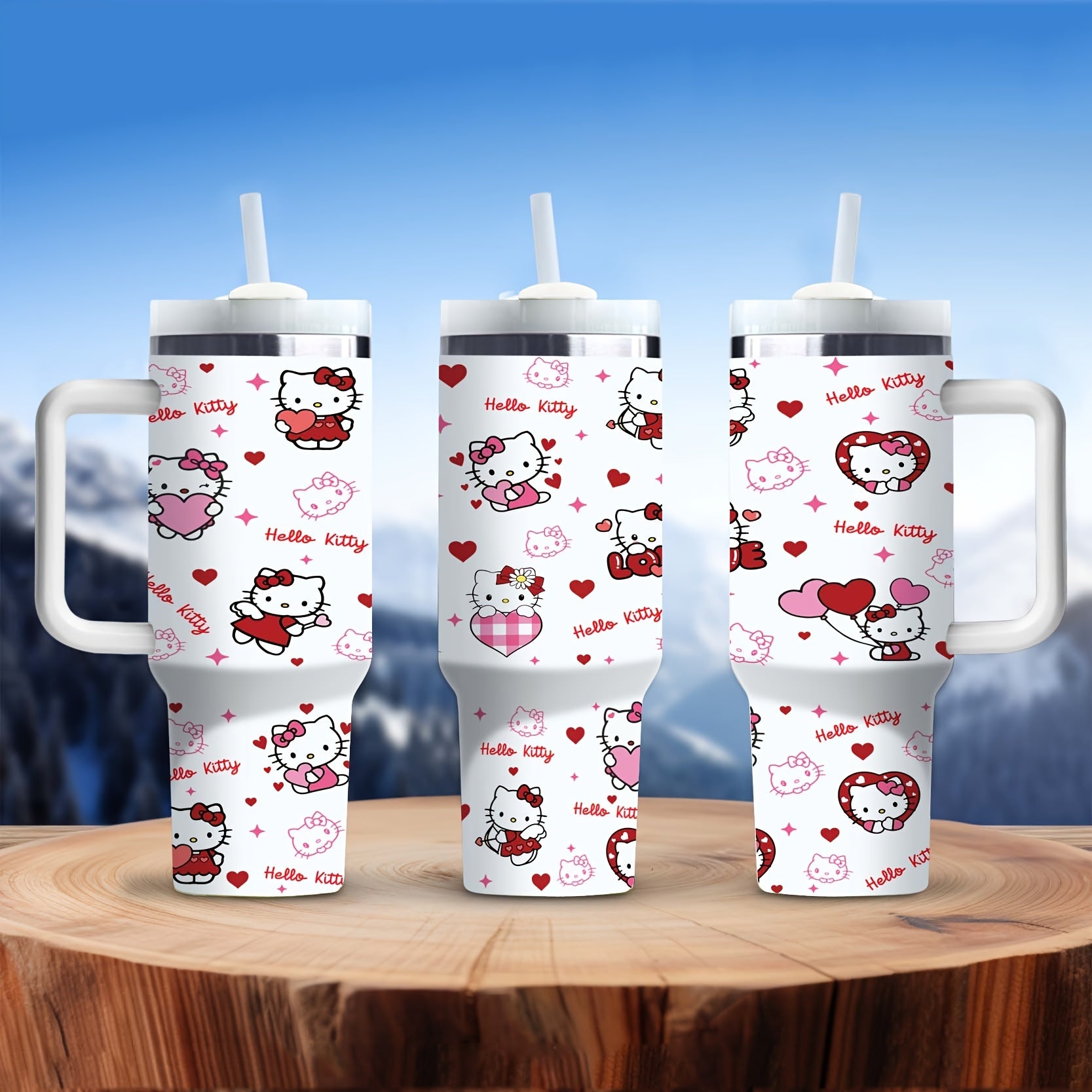 Bolalar uchun tutqich va quvurlar bilan 40oz izolyatsiyalangan zanglamaydigan po'latdan yasalgan suv shisha, pushti yurak naqshli