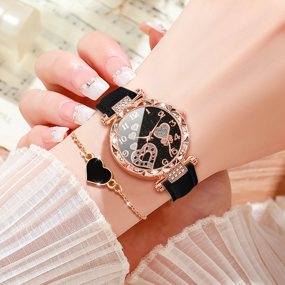 Women's Quartz Watch Set with 3 Watches and Bracelets Stylish Elegant Jewelry