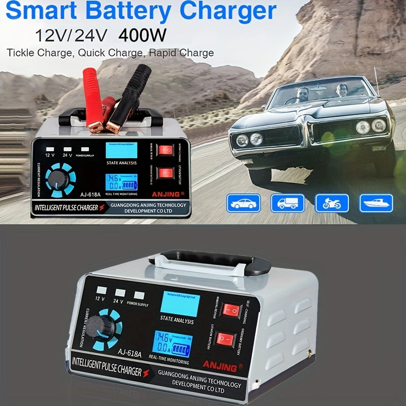 AU Plug Car Battery Charger for 12V 24V Lead Acid Lithium Batteries 400W