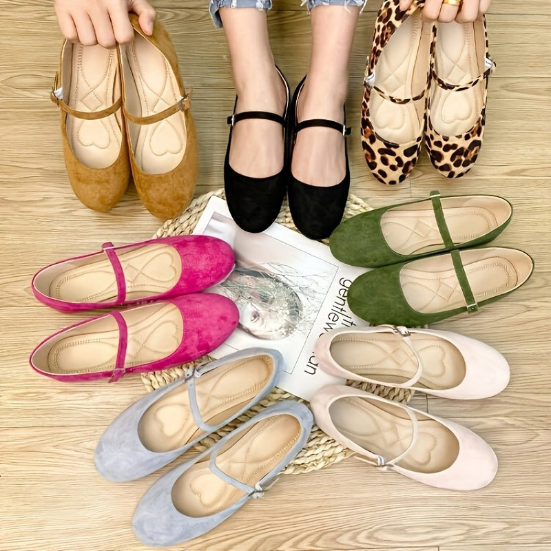 Zapatos planos para mujer con hebilla y color sólido ballet flats