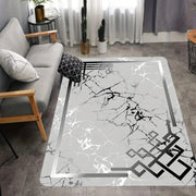 Marble Print Area Rug Washable Braided Polyester Rectangle Home Decor Living Room Kitchen Bedroom