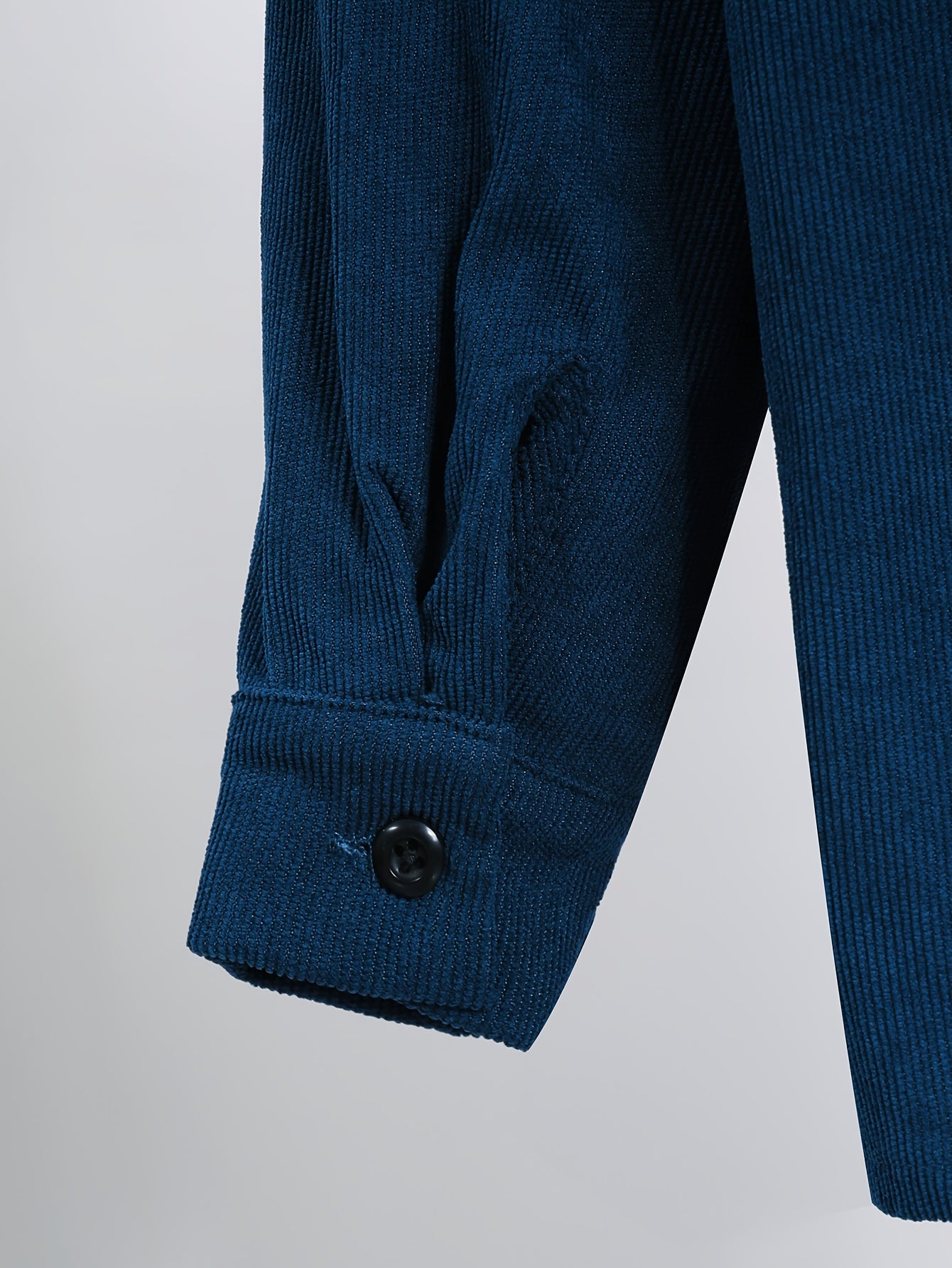 Kids Boys Navy Blue Corduroy Two-Piece Set with Shirt and Pants