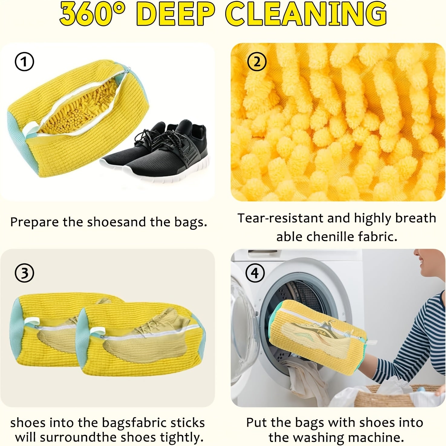 2-Pack Reusable Polyester Shoe Washing Bags for Sneakers and Athletic Shoes