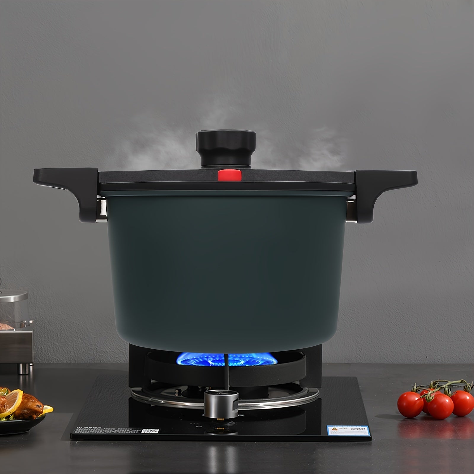 Olla de presión de hierro fundido de 6L con recubrimiento antiadherente compatible con inducción