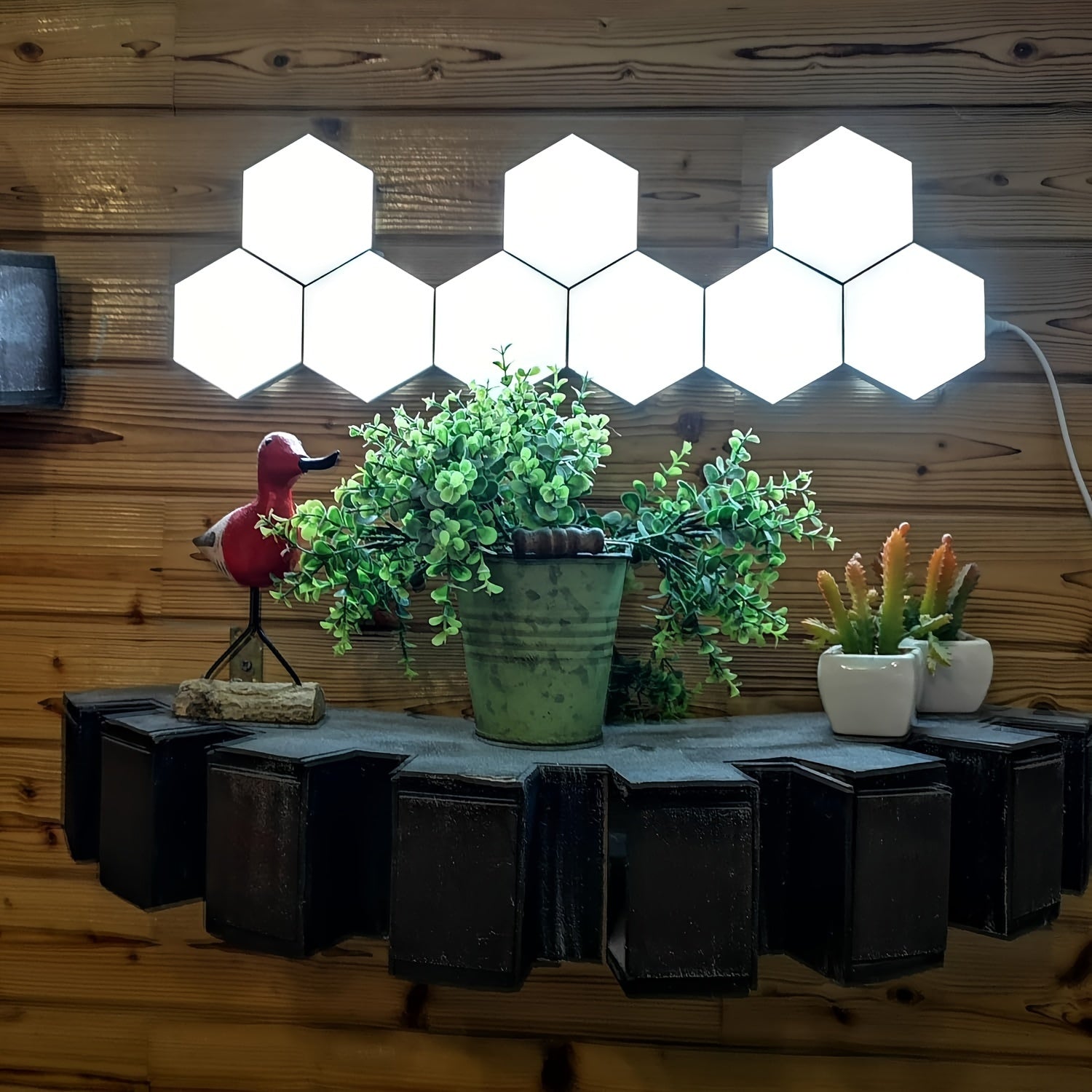 Hexagonal LED Wall Light with Touch Control and Night Light Energy Efficient Modern Decor