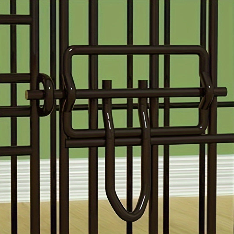 Foldable Medium Dog Cage Set with Feeder Tray and Mat for Indoor Use