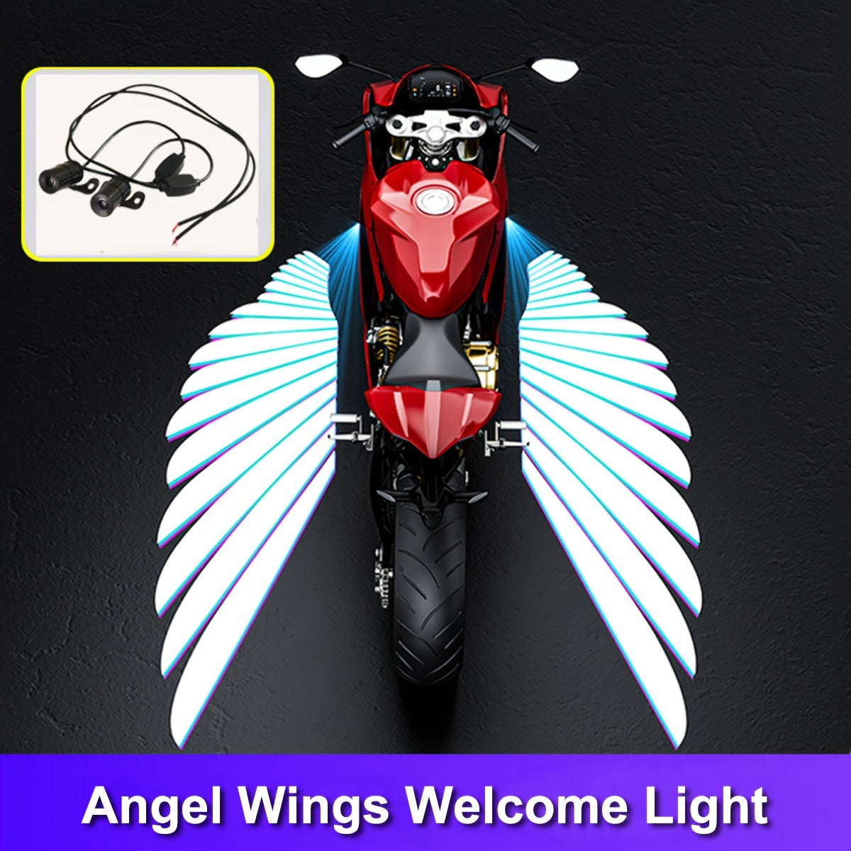 Luces de proyector LED para motocicleta, alas de ángel, iluminación ambiental decorativa para scooters eléctricos