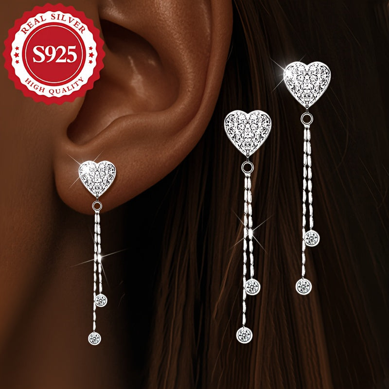 Silver Earrings Long Tassel Dangle Jewelry for Women Stylish Elegant Gift
