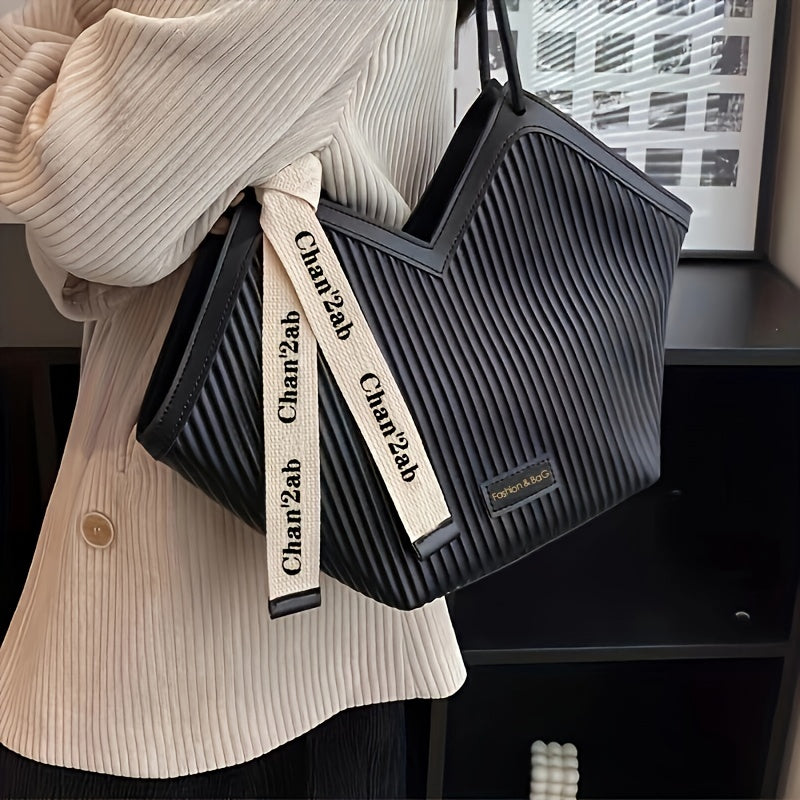 Faux Leather Tote Bag for Work Large Capacity Trendy Design