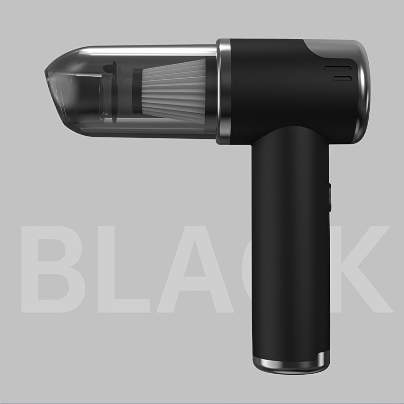 Многофункциональный беспроводной пылесос для дома и автомобиля с функциями всасывания, продувки, вытягивания и зарядки. В комплект входит долговечная литиевая батарея, уровень шума 75 дБ и мощность всасывания 4 кПа.