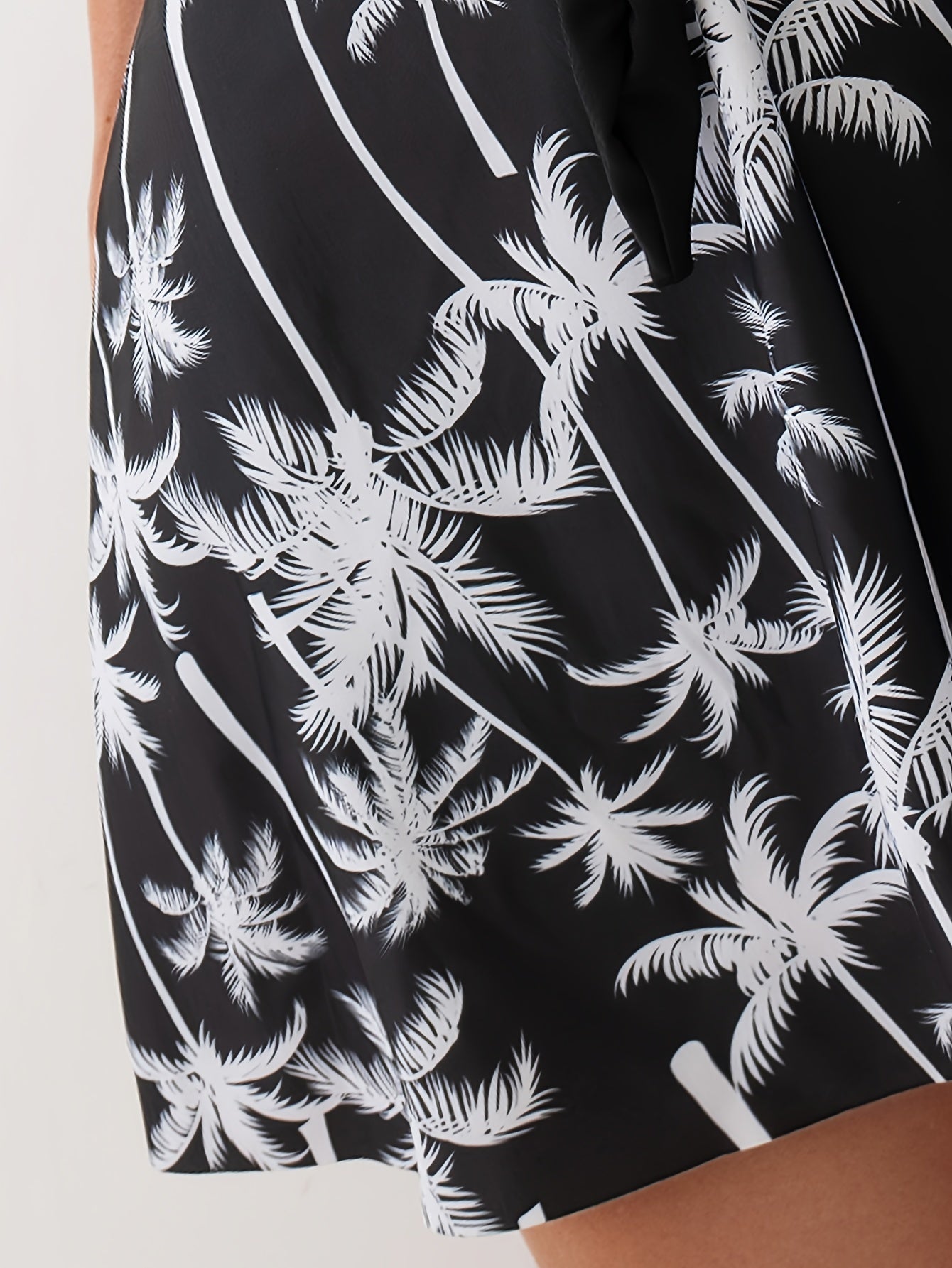 Women’s Tankini Set with Skirted Bottoms Coconut Tree Print High Stretch Swimsuit