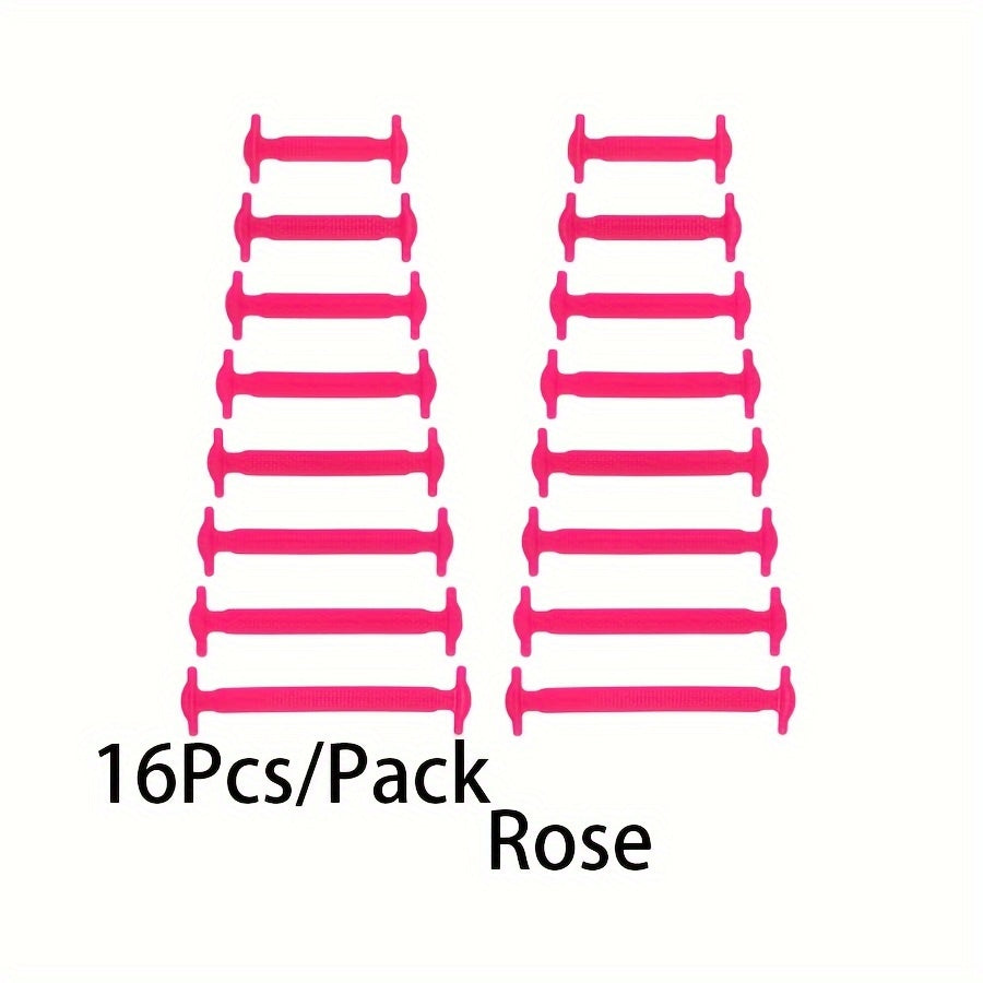 16 Pcs Silicone Elastic No-Tie Shoelaces Waterproof Stain-Resistant for Sneakers
