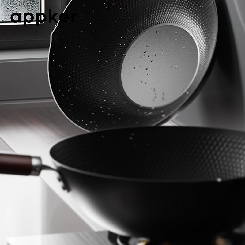 Durable Cast Iron Wok for Induction Gas Electric Stoves Non-Stick Cookware