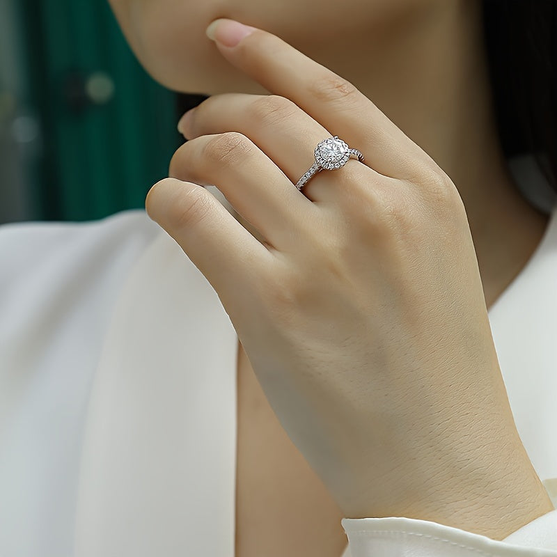 Ayollar uchun Sterling Silver Moissanite uzuk, taklif qilish, nikoh va yubiley sovgʻasi