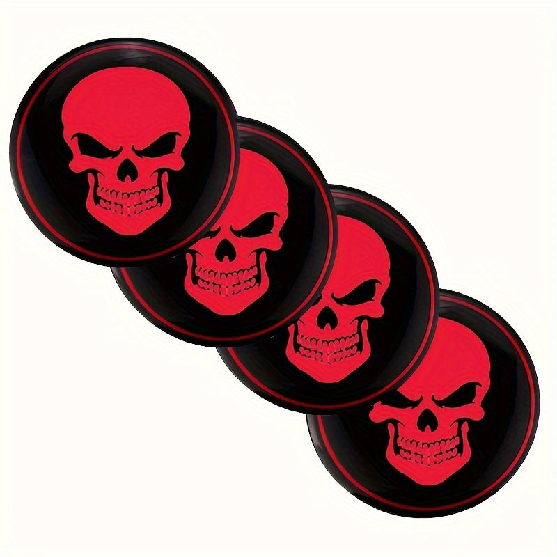 4pcs Car Wheel Center Hub Caps 56mm 3D Emblem Stickers Skull Cover