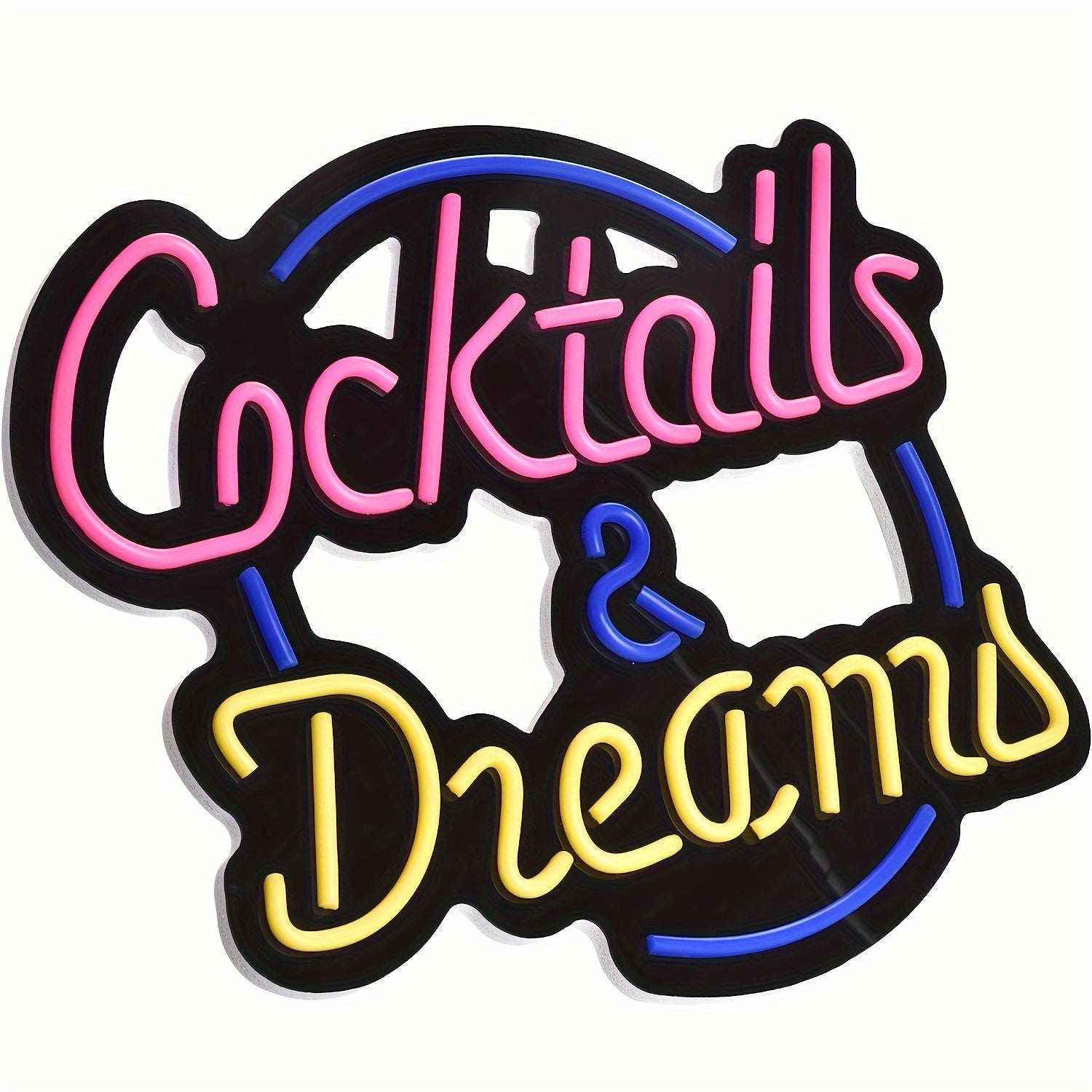 Neon Sign Cocktails and Dreams LED Wall Art Blue USB Powered for Bars Pubs Bedrooms