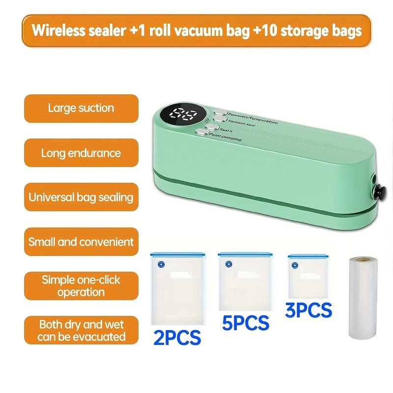 Ko‘p funksiyali avtomatik oziq-ovqat yopishtiruvchi, portativ simsiz vakuum yopish uchun snack sumkasi yopishtiruvchi