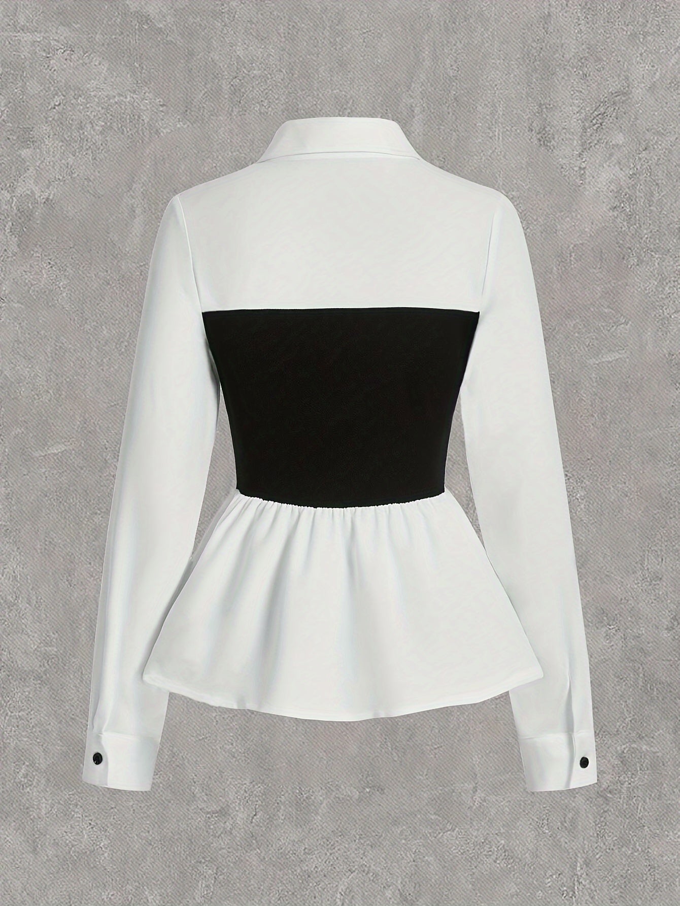 Women's Color Block Knit Blouse with Embroidered Hem Polyester Semi-Sheer for Spring Summer Fall