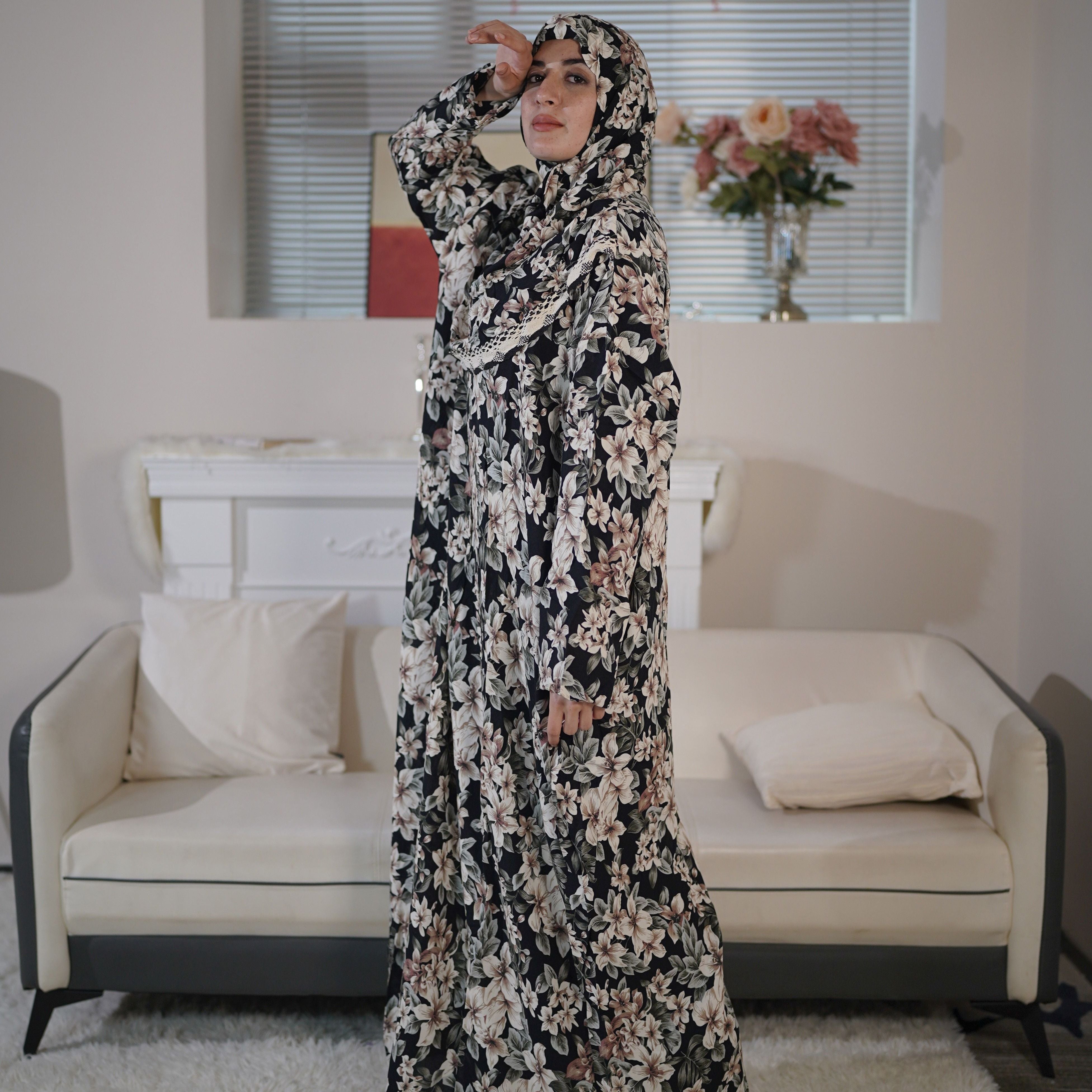 Women's Rayon Hooded Robe with Floral Print, Loose Fit, Lightweight